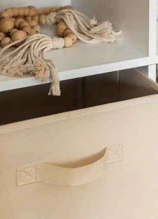 Dečija polica za knjige, organizator za igračke, KINDER HOME sa 6 pregrada i kutijama za tekstil, bela, Montesori nameštaj