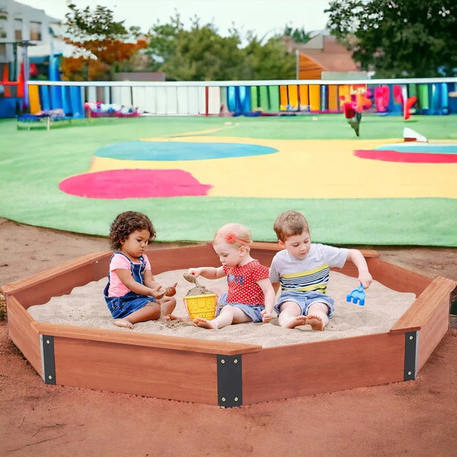 Veliki dječji peščanik KINDER HOME, drveni osmougaonik, vodootporna navlaka