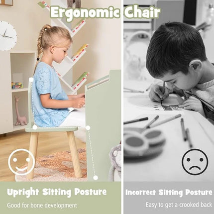 KINDER HOME Dječji sto sa 2 stolice - Kuća za više aktivnosti sa crnim stolom, stolom za crtanje i čitanje