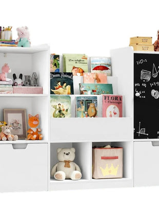 KINDER HOME organizator za dečije igračke sa tablom, policom, 2 fioke i 6 pregrada, puno drvo i MDF