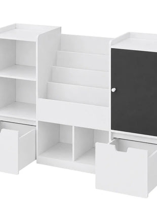 KINDER HOME organizator za dečije igračke sa tablom, policom, 2 fioke i 6 pregrada, puno drvo i MDF