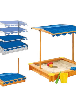 Dečiji drveni peščanik KINDER HOME, sa podesivim, vodootpornim poklopcem anti-UV 30