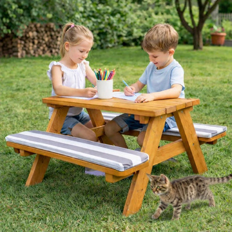 Garnitura za baštu KINDER HOME, Dečiji sto za piknik sa klupama i mekim jastucima