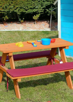 Garnitura za baštu KINDER HOME, Dečiji sto za piknik sa klupama i mekim jastucima