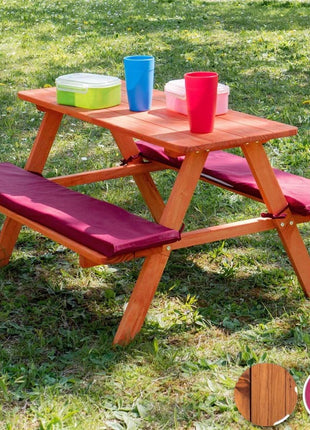 Garnitura za baštu KINDER HOME, Dečiji sto za piknik sa klupama i mekim jastucima