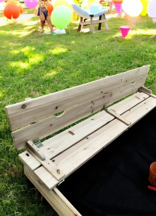 Veliki dečiji pesčanik sa klupama i preklopnim poklopcem KINDER HOME  drveni