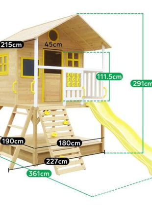 KINDER HOME Velika dečija kućica sa peščanikom i toboganom, za igru na otvorenom u dvorištu i bašti