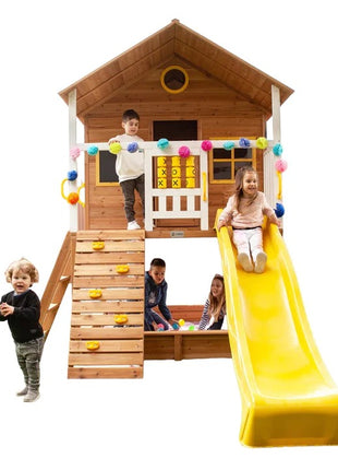 KINDER HOME Velika dečija kućica sa peščanikom i toboganom, za igru na otvorenom u dvorištu i bašti
