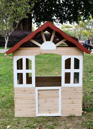 Dečija drvena kućica za igru na otvorenom KINDER HOME - za dvorište i baštu, 115×102×129 cm