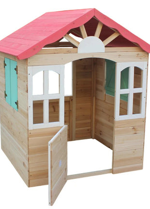 Dečija drvena kućica za igru na otvorenom KINDER HOME - za dvorište i baštu, 115×102×129 cm