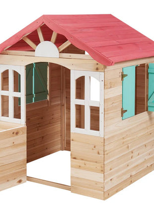 Dečija drvena kućica za igru na otvorenom KINDER HOME - za dvorište i baštu, 115×102×129 cm