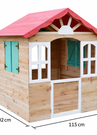 Dečija drvena kućica za igru na otvorenom KINDER HOME - za dvorište i baštu, 115×102×129 cm