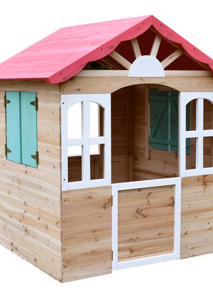Dečija drvena kućica za igru na otvorenom KINDER HOME - za dvorište i baštu, 115×102×129 cm