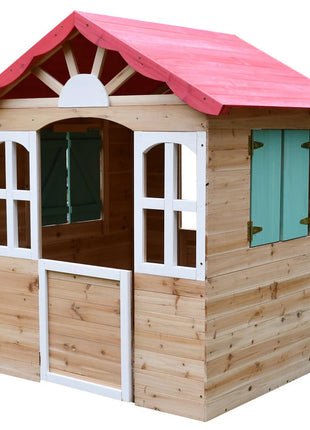 Dečija drvena kućica za igru na otvorenom KINDER HOME - za dvorište i baštu, 115×102×129 cm