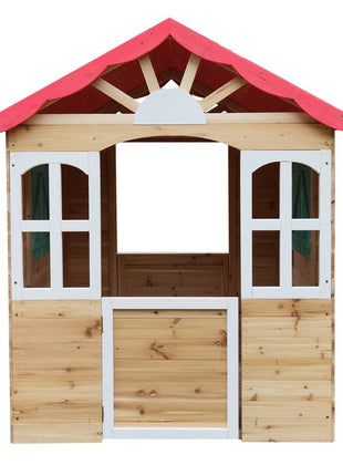 Dečija drvena kućica za igru na otvorenom KINDER HOME - za dvorište i baštu, 115×102×129 cm