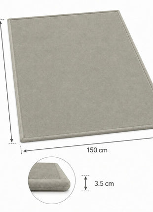 Dečiji tepih sa memorijskom penom KINDER HOME LOLA, 150x200 cm, debljina 3,5 cm, baršunasto mekan vodoodbojni gornji sloj, memori pena, protivklizna podloga, siva