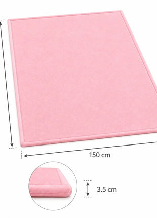 Dečiji tepih sa memorijskom penom  KINDER HOME LOLA, 150x200 cm, debljina 3,5 cm, baršunasto mekan vodootporni gornji sloj, memori pena, podloga protiv klizanja, roze