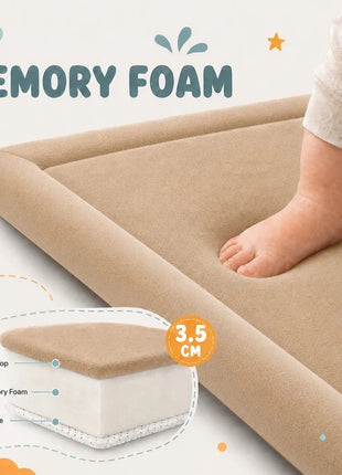 Dečiji tepih sa memorijskom penom KINDER HOME LOLA, 150x200 cm, debljina 3,5 cm, baršunasto mekan vodootporni gornji sloj, memori pena, podloga protiv klizanja, bež