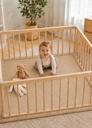 Dečiji tepih sa memorijskom penom KINDER HOME LOLA, 150x200 cm, debljina 3,5 cm, baršunasto mekan vodootporni gornji sloj, memori pena, podloga protiv klizanja, bež