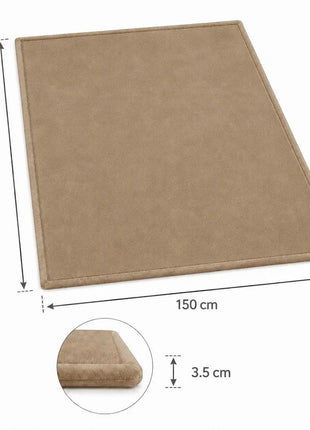 Dečiji tepih sa memorijskom penom KINDER HOME LOLA, 150x200 cm, debljina 3,5 cm, baršunasto mekan vodootporni gornji sloj, memori pena, podloga protiv klizanja, bež