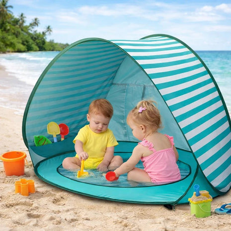 Dečiji šator za igru KINDER HOME sa UV zaštitom 50+ – lagan i sklopiv, za plažu i baštu, 120×80×70 cm