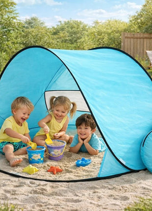 KINDER HOME Dečiji šator za igru na rasklapanje sa UV zaštitom 50+ – okrugli, lagan i sklopiv, za plažu i baštu, 150×150×90 cm