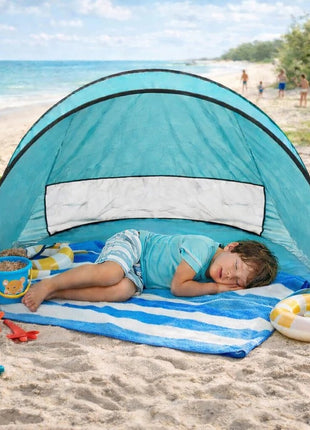 KINDER HOME Dečiji šator za igru na rasklapanje sa UV zaštitom 50+ – okrugli, lagan i sklopiv, za plažu i baštu, 150×150×90 cm