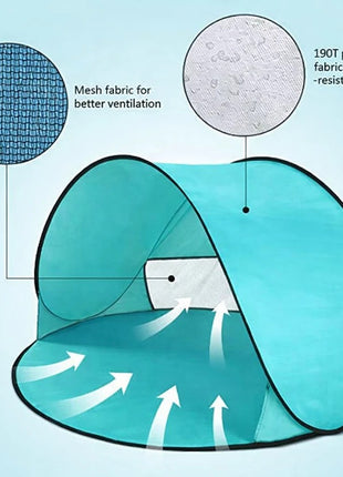 KINDER HOME Dečiji šator za igru na rasklapanje sa UV zaštitom 50+ – okrugli, lagan i sklopiv, za plažu i baštu, 150×150×90 cm