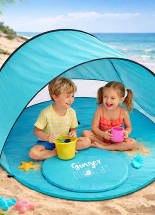KINDER HOME Dečiji šator za igru na rasklapanje sa UV zaštitom 50+ – okrugli, lagan i sklopiv, za plažu i baštu, 150×150×90 cm