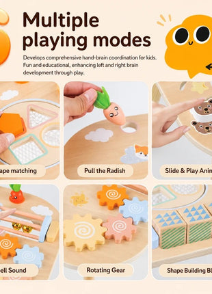 Dečiji aktivni sto KINDER HOME, Montesori igraonica 6 u 1, puno drvo