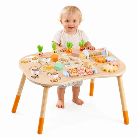 Dečiji aktivni sto KINDER HOME, Montesori igraonica 6 u 1, puno drvo
