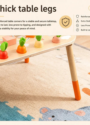 Dečiji aktivni sto KINDER HOME, Montesori igraonica 6 u 1, puno drvo