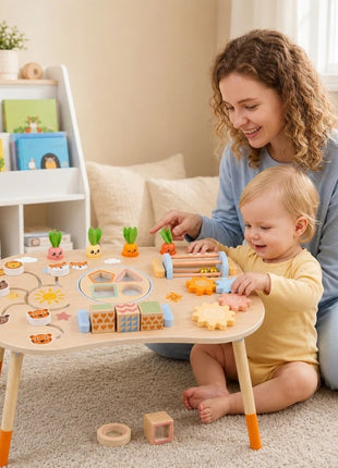 Dečiji aktivni sto KINDER HOME, Montesori igraonica 6 u 1, puno drvo