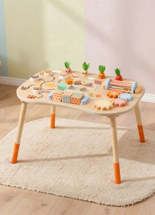 Dečiji aktivni sto KINDER HOME, Montesori igraonica 6 u 1, puno drvo
