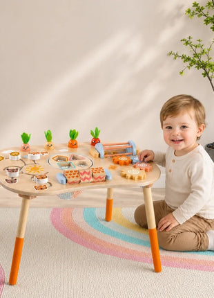Dečiji aktivni sto KINDER HOME, Montesori igraonica 6 u 1, puno drvo