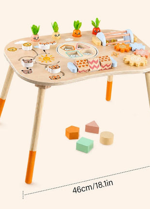 Dečiji aktivni sto KINDER HOME, Montesori igraonica 6 u 1, puno drvo