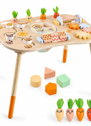 Dečiji aktivni sto KINDER HOME, Montesori igraonica 6 u 1, puno drvo