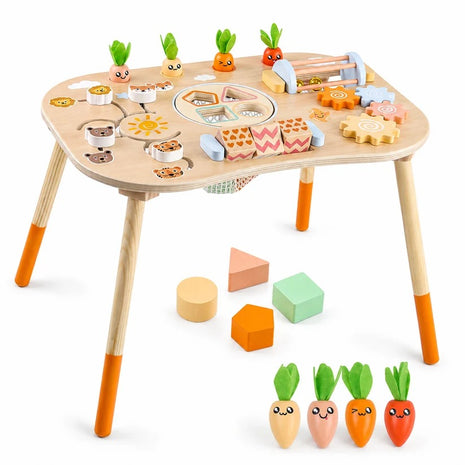 Dečiji aktivni sto KINDER HOME, Montesori igraonica 6 u 1, puno drvo