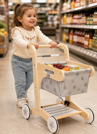 Drvene hodalice za bebe KINDER HOME, kolica za kupovinu sa korpom, igračka za guranje, Montesori