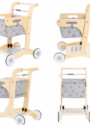 Drvene hodalice za bebe KINDER HOME, kolica za kupovinu sa korpom, igračka za guranje, Montesori