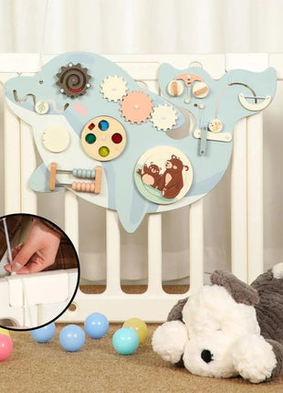 Dečija drvena tabla za aktivnosti KINDER HOME, delfin za zid, Montesori brod