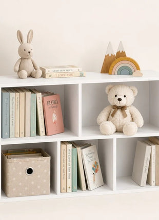 KINDER HOME Dečja polica za knjige sa 5 pregrada, beli organizator za knjige i igračke