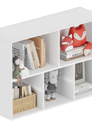 KINDER HOME Dečja polica za knjige sa 5 pregrada, beli organizator za knjige i igračke