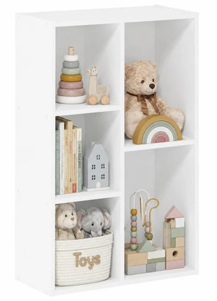 KINDER HOME Dečja polica za knjige sa 5 pregrada, beli organizator za knjige i igračke