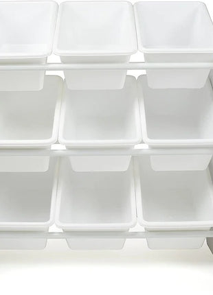 Polica sa 9 kutija za odlaganje, deo za dečiju sobu, organizator za igračke i knjige od drveta - BELI