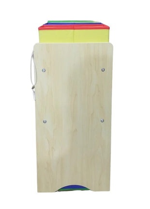 Dečiji drveni organizator, polica,  deo za odlaganje igračaka i knjiga - 3 nivoa sa 9 kutija za tekstil - BOJE