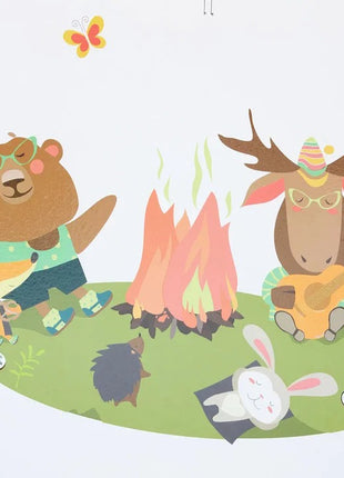 Dečija soba u delu, polica za knjige i igračke, drveni organizator sa 6 kutija za odlaganje tekstila - ŠUMA