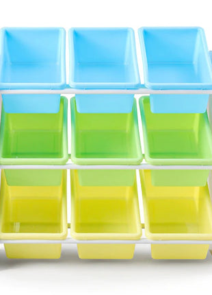 Polica za igračke i knjige, deo za dečiju sobu sa 9 kutija za odlaganje, drveni organizator - SIRENA