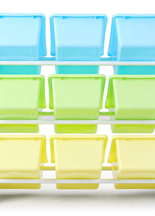 Polica za igračke i knjige, deo za dečiju sobu sa 9 kutija za odlaganje, drveni organizator - SIRENA