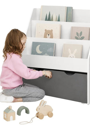 Dečija biblioteka KINDER HOME, bela, sa fiokom na točkovima